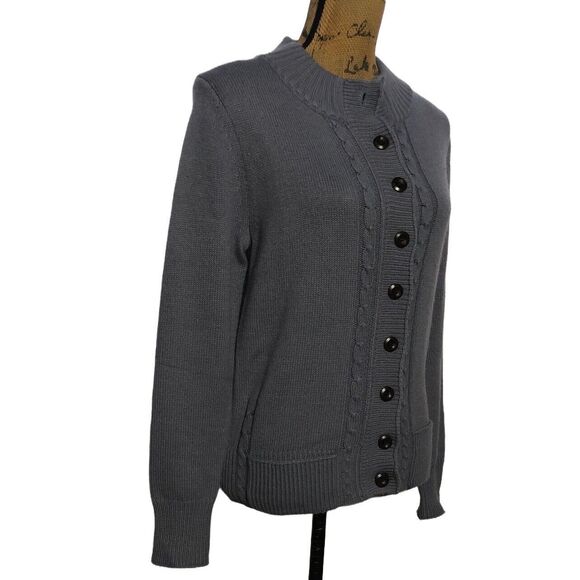 Kancy Kole S Cardigan Sweater Gray Blue Long Sl Soft Button Down Small Pockets - Picture 3 of 8